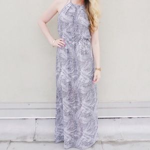 H and M gray and white animal print max dress
